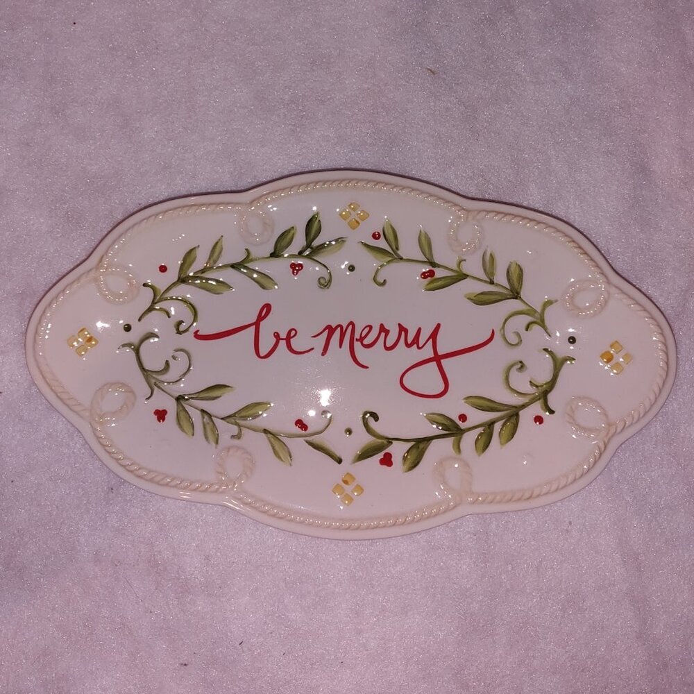 Fitz and Floyd Sentiment Tray Be Merry Holiday/Christmas 11"